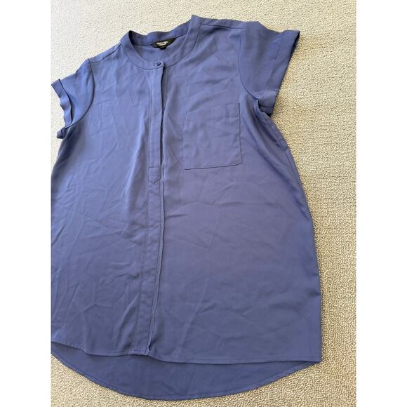 Simply Vera Verawang Women's Large Blue Short Sleeve Pocket Tunic Blouse - Picture 11 of 12